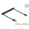 Delock Spiralkabel EASY-USB 2.0 Typ-A Stecker zu USB Type-C™ Stecker 0,5 m bis 0,8 m schwarz