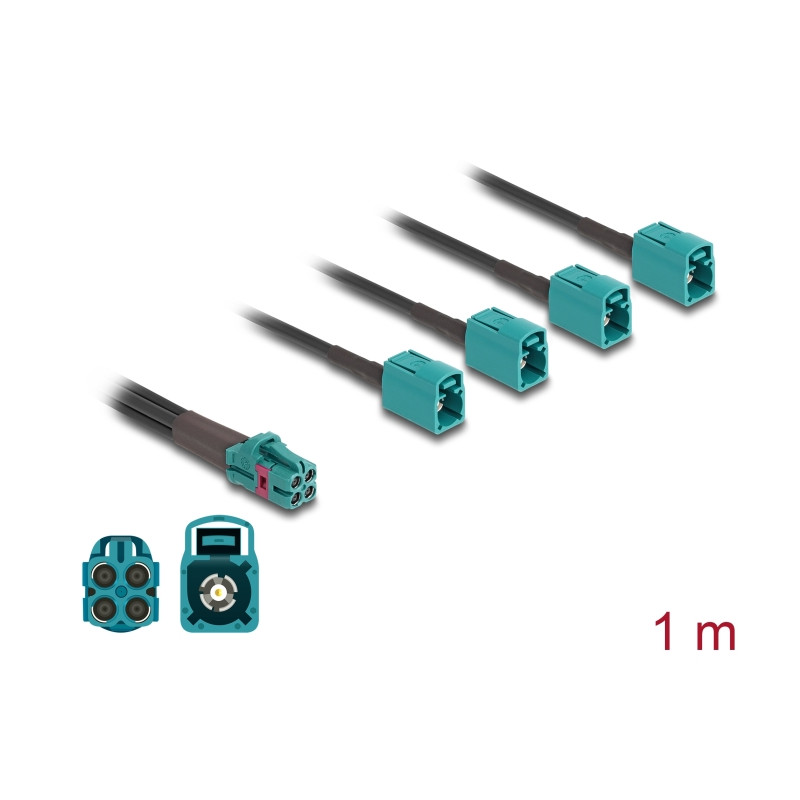 Delock Kabel Mini FAKRA Z Buchse quad zu 4 x FAKRA Z Buchse B-Typ