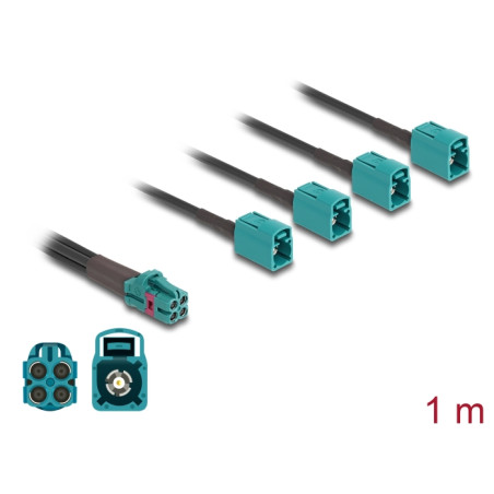 Delock Kabel Mini FAKRA Z Buchse quad zu 4 x FAKRA Z Buchse B-Typ