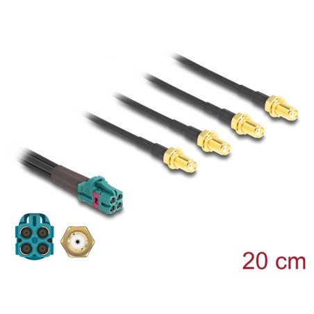 Delock Kabel Mini FAKRA Z Buchse quad zu 4 x SMA Buchse B-Typ