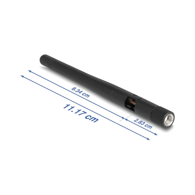 Delock WLAN 802.11 ac/ax/a/b/g/n Antenne RP-SMA Stecker 2 dBi omnidirektional mit Kippgelenk schwarz