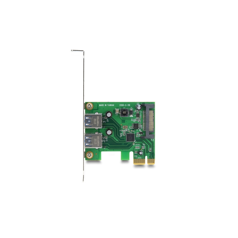 Delock PCI Express x1 Karte zu 2 x extern USB 5 Gbps Typ-A Buchse - Low Profile Formfaktor