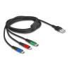 Delock USB Ladekabel 3 in 1 Typ-A zu Lightning™ / Micro USB / USB Type-C™ 2 m 3-farbig