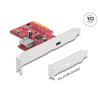 Delock PCI Express x4 Karte zu 1 x extern USB 10 Gbps USB Type-C™ Buchse + 1 x intern USB 10 Gbps Typ-A Buchse - Low Profile For