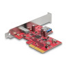 Delock PCI Express x4 Karte zu 1 x extern USB 10 Gbps USB Type-C™ Buchse + 1 x intern USB 10 Gbps Typ-A Buchse - Low Profile For