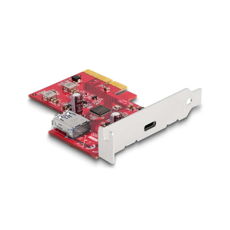 Delock PCI Express x4 Karte zu 1 x extern USB 10 Gbps USB Type-C™ Buchse + 1 x intern USB 10 Gbps Typ-A Buchse - Low Profile For