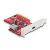 Delock PCI Express x4 Karte zu 1 x extern USB 10 Gbps USB Type-C™ Buchse + 1 x intern USB 10 Gbps Typ-A Buchse - Low Profile For