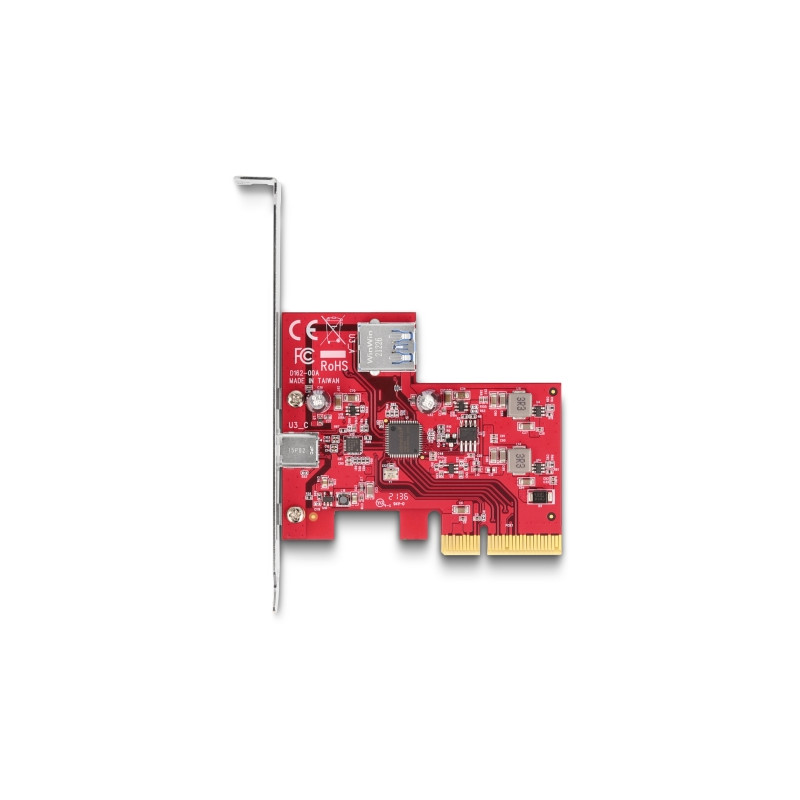 Delock PCI Express x4 Karte zu 1 x extern USB 10 Gbps USB Type-C™ Buchse + 1 x intern USB 10 Gbps Typ-A Buchse - Low Profile For