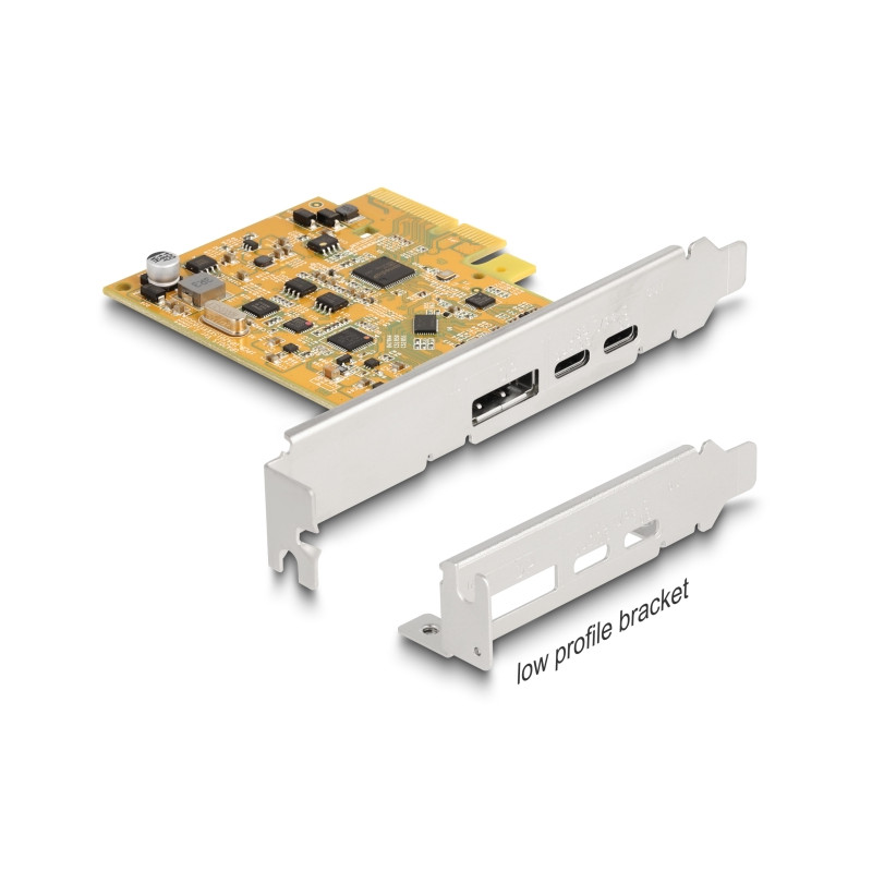 Delock PCI Express x4 Karte zu 1 x extern USB Type-C™ 10 Gbps Buchse + 1 x extern USB Type-C™ 10 Gbps (DP Alt Mode) Buchse