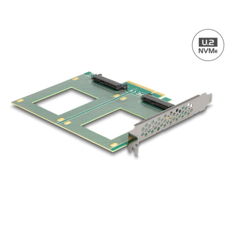 Delock PCI Express 4.0 x8 Karte zu 2 x intern U.2 NVMe SFF-8639 - Bifurcation (LxB: 144 x 122 mm)
