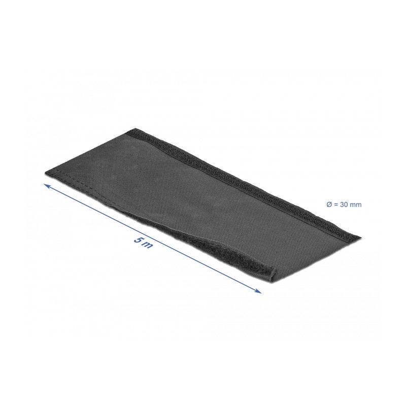 Delock Gewebeschlauch mit Klettverschluss hitzebeständig 5 m x 30 mm schwarz