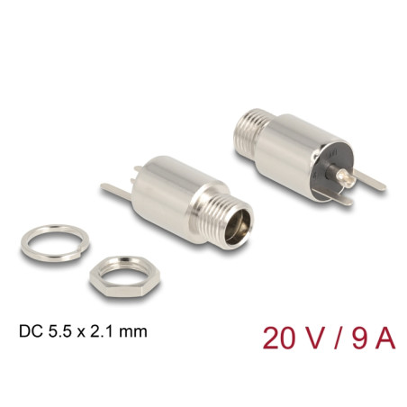 Delock Steckverbinder DC 5,5 x 2,1 mm Buchse zum Einbau Lötversion - rund 20 V / 9 A