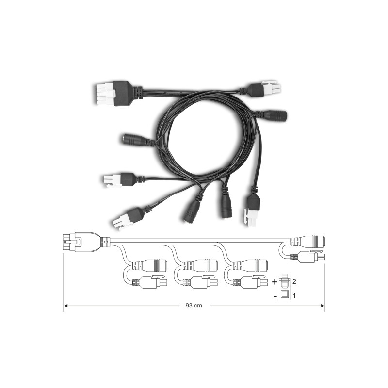 Delock Kabel Mini-Fit 4,2 mm 10 Pin Stecker zu 4 x DC 5,5 x 2,5 mm Buchse und 4 x Mini-Fit 4,2 mm 2 Pin Stecker schwarz