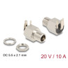 Delock Steckverbinder DC 5,5 x 2,1 mm Buchse zum Einbau Lötversion gewinkelt - Sechskant 20 V / 10 A