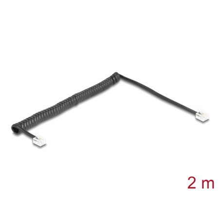 Delock Telefonkabel / Spiralkabel RJ11 Stecker zu RJ11 Stecker schwarz 2 m