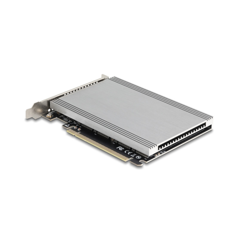Delock PCI Express x16 Karte zu 4 x intern NVMe M.2 Key M mit Kühlkörper - Bifurcation (LxB: 145 x 111 mm)