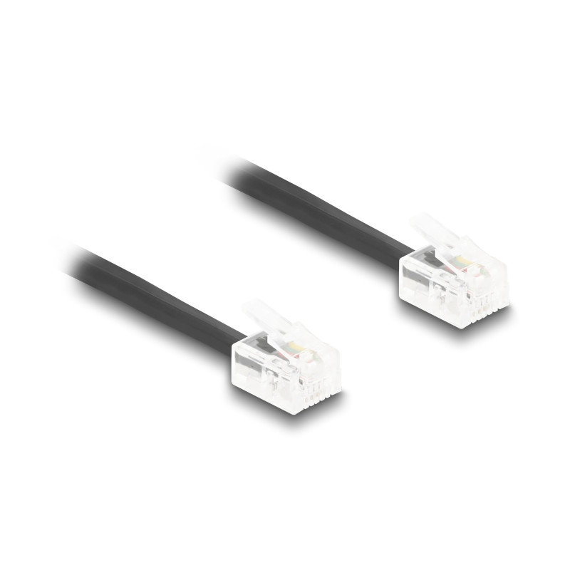 Delock Telefonkabel / Spiralkabel RJ11 Stecker zu RJ11 Stecker schwarz 5 m