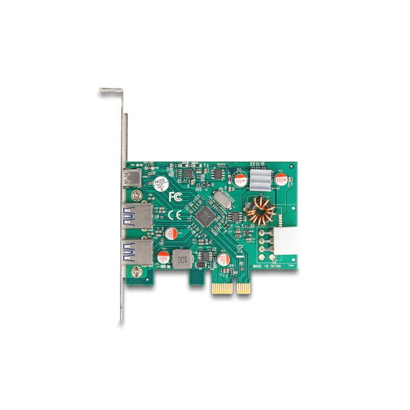 Delock PCI Express x1 Karte zu 1 x extern USB Type-C™ Buchse PD 30 W + 2 x extern USB Typ-A Buchse USB 5 Gbps