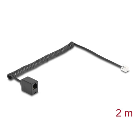 Delock Telefonkabel / Spiralkabel RJ11 Stecker zu RJ11 Buchse schwarz 2 m