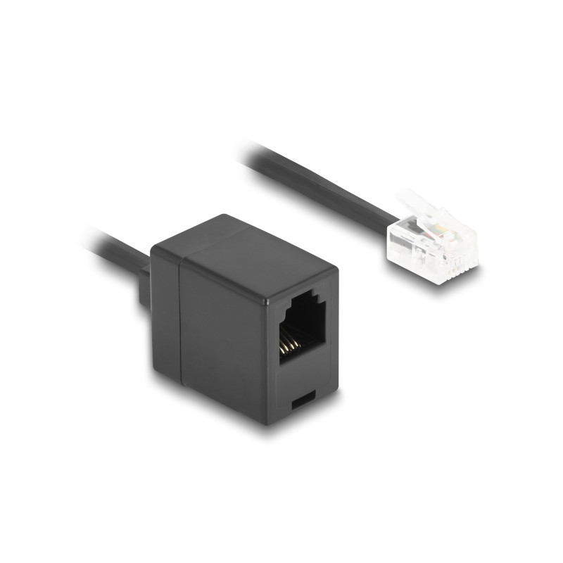 Delock Telefonkabel / Spiralkabel RJ11 Stecker zu RJ11 Buchse schwarz 3 m