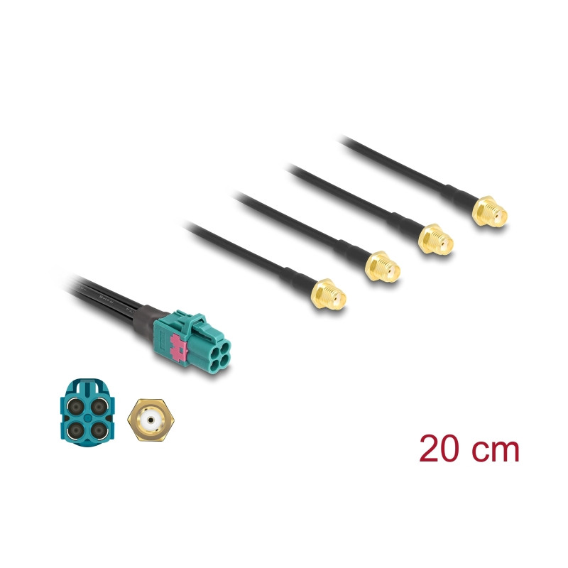 Delock Kabel Mini FAKRA Z Buchse quad zu 4 x SMA Buchse