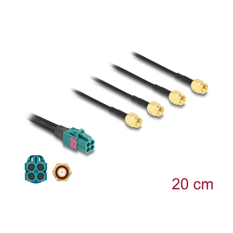 Delock Kabel Mini FAKRA Z Buchse quad zu 4 x SMA Stecker