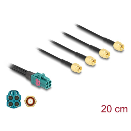 Delock Kabel Mini FAKRA Z Buchse quad zu 4 x SMA Stecker