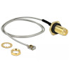 Delock Antennenkabel RP-SMA Buchse zum Einbau zu I-PEX Inc., MHF® I LK Stecker 1.13 35 cm Gewindelänge 10 mm spritzwassergeschüt