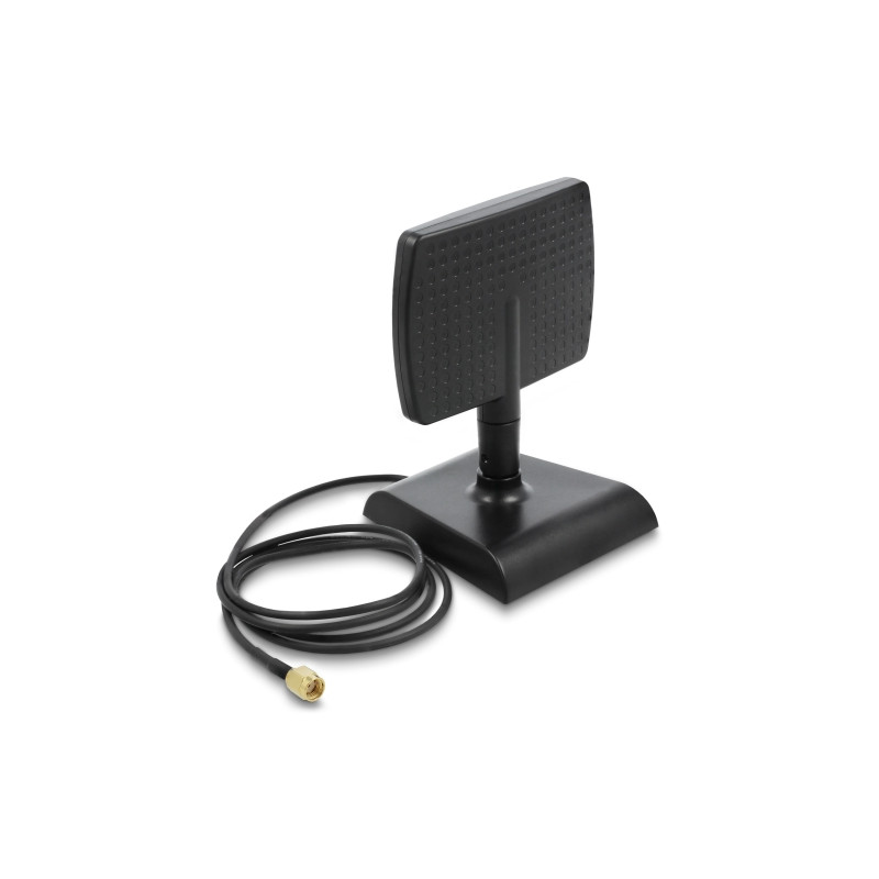 Delock WLAN WiFi 6 Antenne RP-SMA Stecker 4 - 6 dBi direktional mit magnetischem Standfuß mit Kippgelenk
