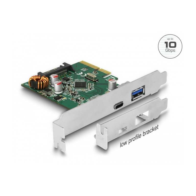 Delock PCI Express x4 Karte zu 1 x extern USB Type-C™ Buchse + 1 x extern USB Typ-A Buchse SuperSpeed USB 10 Gbps