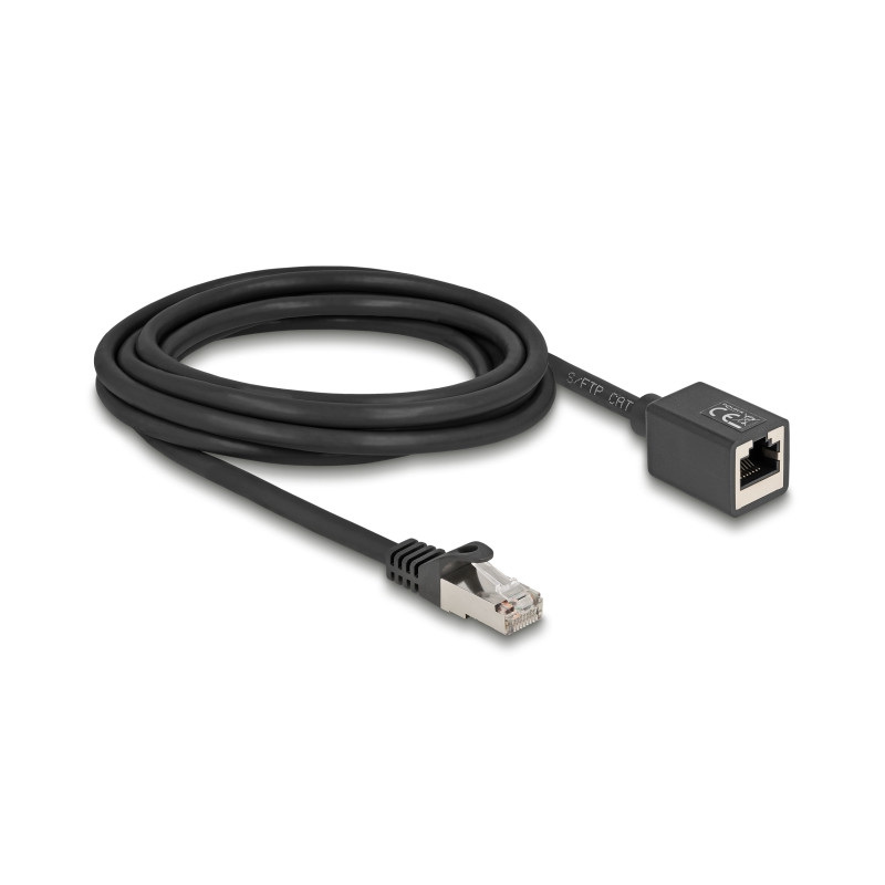Delock Netzwerk Verlängerungskabel RJ45 Stecker zu RJ45 Buchse Cat.6A S/FTP 3 m schwarz