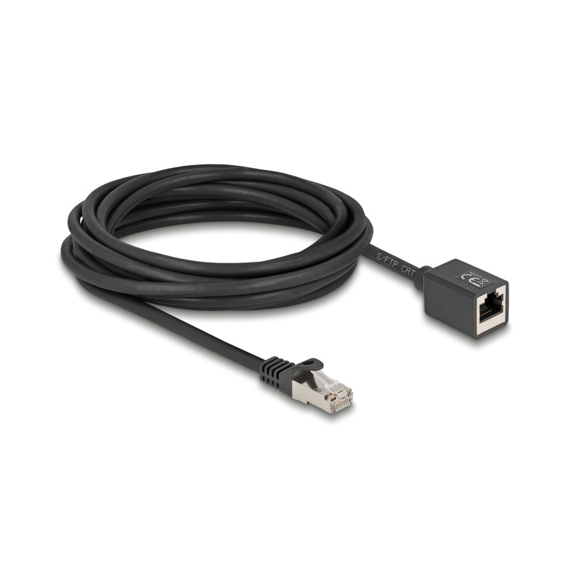 Delock Netzwerk Verlängerungskabel RJ45 Stecker zu RJ45 Buchse Cat.6A S/FTP 5 m schwarz