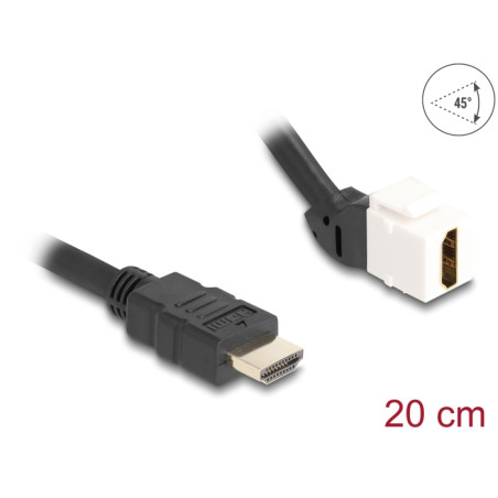 Delock Keystone Modul Kabel HDMI Stecker zu Buchse 45° gewinkelt 8K 60 Hz 20 cm schwarz