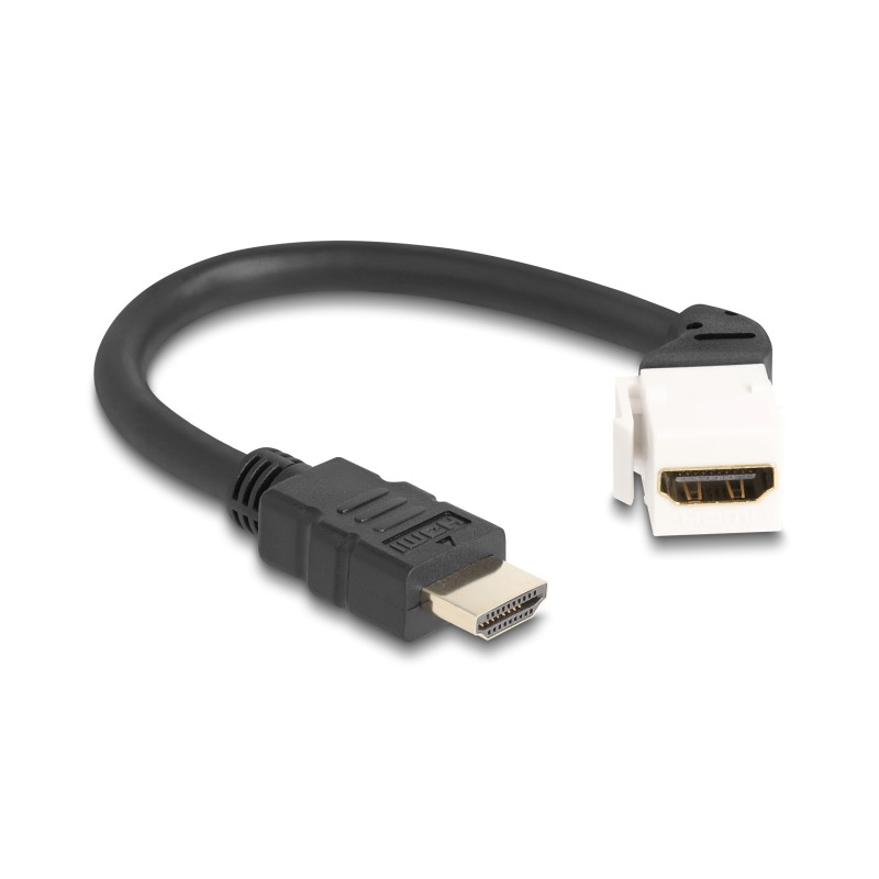 Delock Keystone Modul Kabel HDMI Stecker zu Buchse 45° gewinkelt 8K 60 Hz 20 cm schwarz
