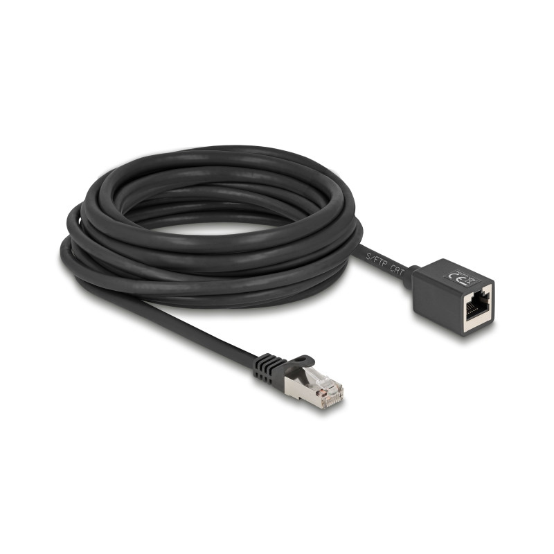 Delock Netzwerk Verlängerungskabel RJ45 Stecker zu RJ45 Buchse Cat.6A S/FTP 7,5 m schwarz