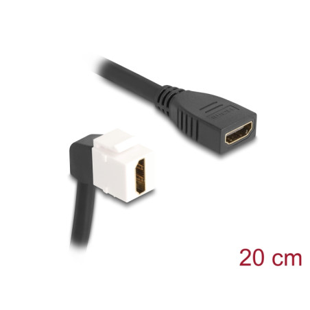 Delock Keystone Modul Kabel HDMI Buchse zu Buchse 90° gewinkelt 8K 60 Hz 20 cm schwarz