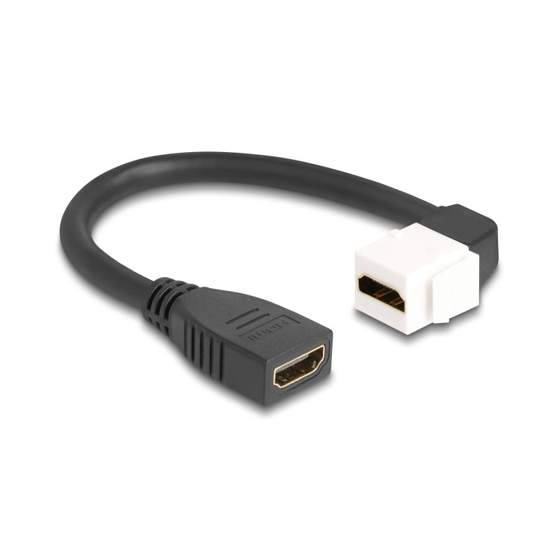 Delock Keystone Modul Kabel HDMI Buchse zu Buchse 90° gewinkelt 8K 60 Hz 20 cm schwarz