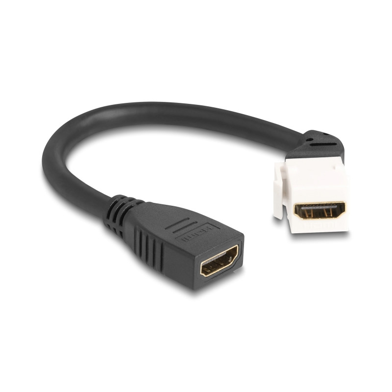 Delock Keystone Modul Kabel HDMI Buchse zu Buchse 45° gewinkelt 8K 60 Hz 20 cm schwarz