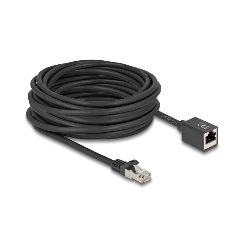 Delock Netzwerk Verlängerungskabel RJ45 Stecker zu RJ45 Buchse Cat.6A S/FTP 10 m schwarz
