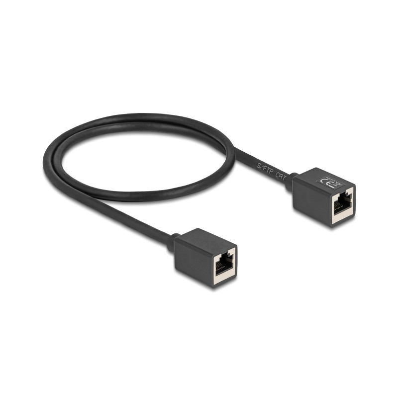 Delock Netzwerk Verlängerungskabel Kupplung RJ45 Buchse zu RJ45 Buchse Cat.6A S/FTP 0,5 m schwarz