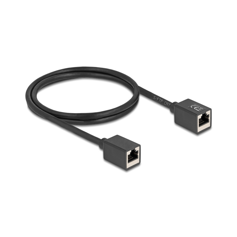 Delock Netzwerk Verlängerungskabel Kupplung RJ45 Buchse zu RJ45 Buchse Cat.6A S/FTP 1 m schwarz