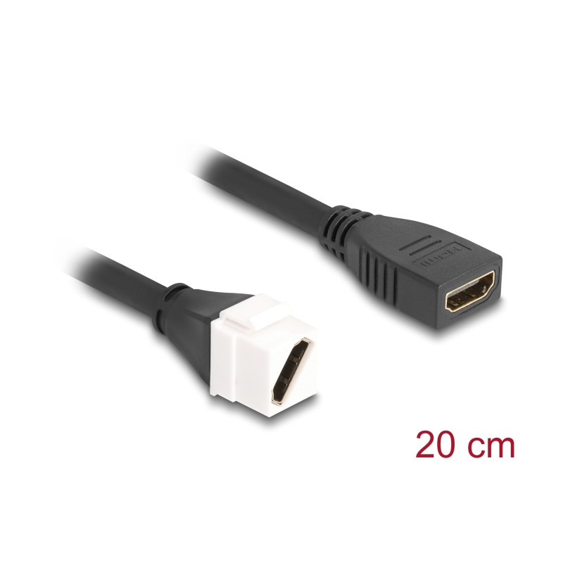 Delock Keystone Modul Kabel HDMI Buchse zu Buchse diagonal 8K 60 Hz 20 cm schwarz