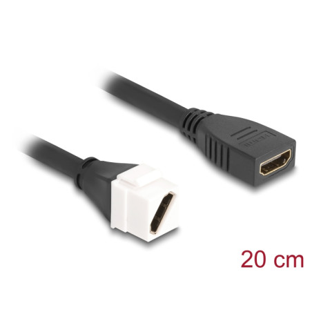 Delock Keystone Modul Kabel HDMI Buchse zu Buchse diagonal 8K 60 Hz 20 cm schwarz