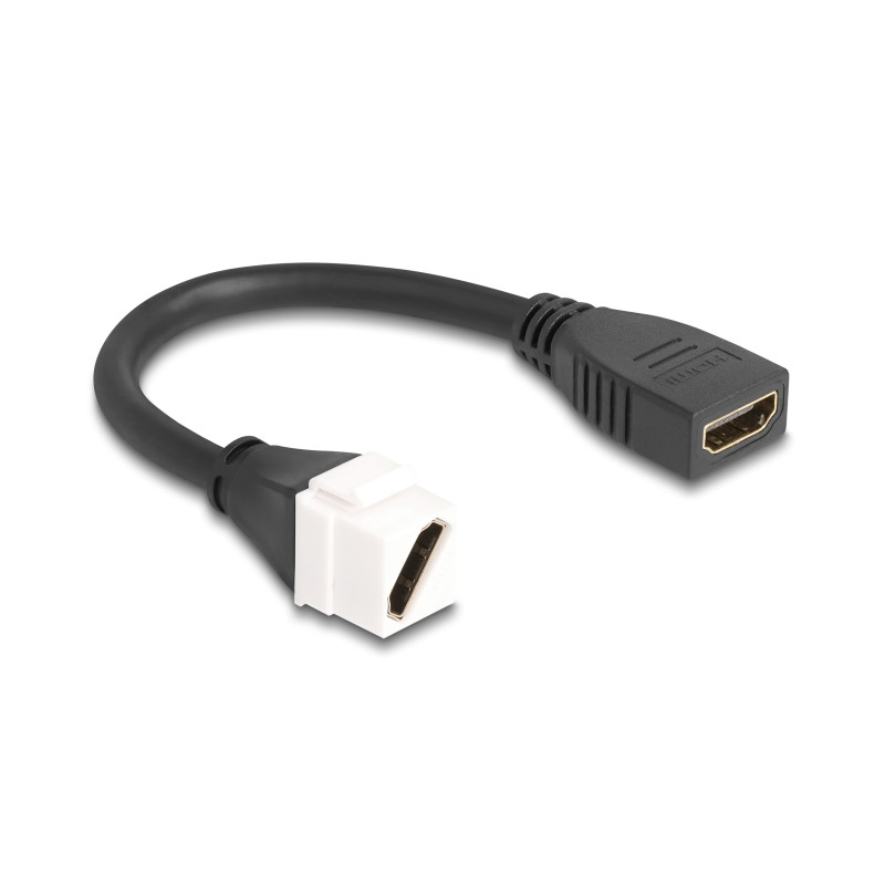 Delock Keystone Modul Kabel HDMI Buchse zu Buchse diagonal 8K 60 Hz 20 cm schwarz