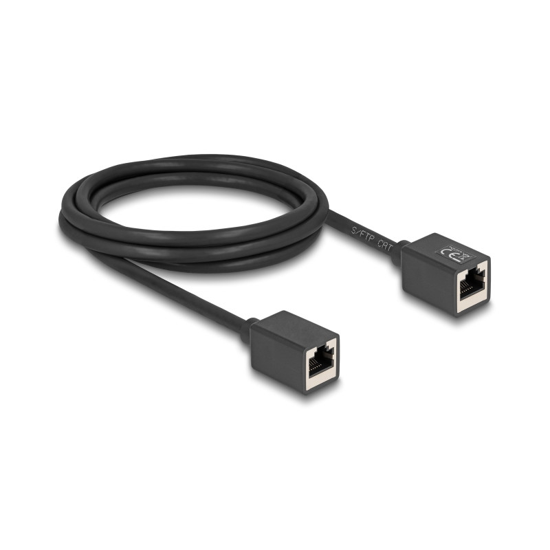 Delock Netzwerk Verlängerungskabel Kupplung RJ45 Buchse zu RJ45 Buchse Cat.6A S/FTP 2 m schwarz