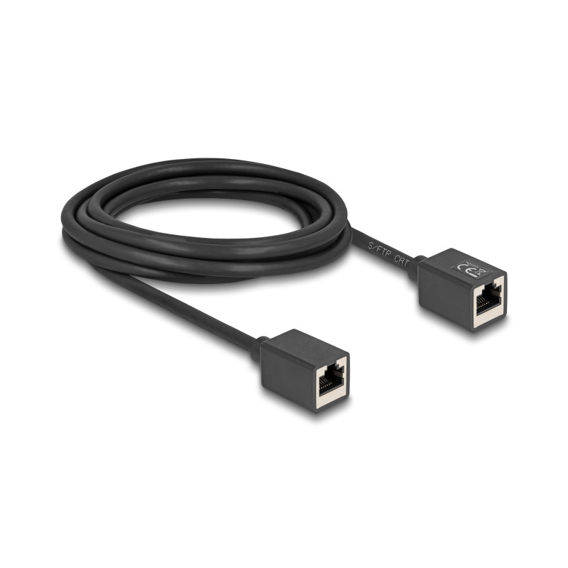 Delock Netzwerk Verlängerungskabel Kupplung RJ45 Buchse zu RJ45 Buchse Cat.6A S/FTP 3 m schwarz