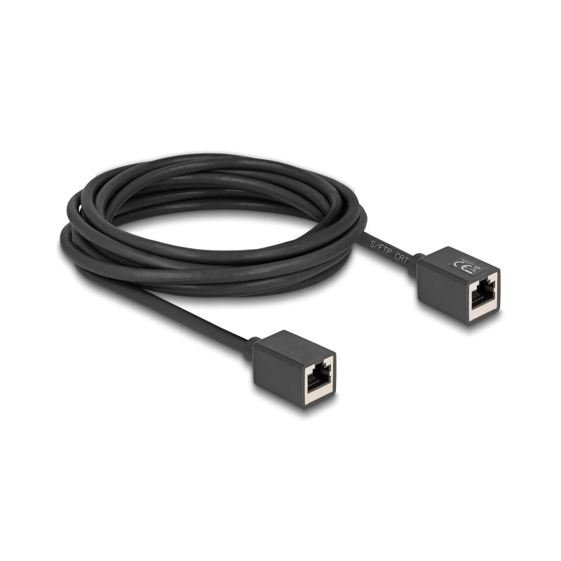 Delock Netzwerk Verlängerungskabel Kupplung RJ45 Buchse zu RJ45 Buchse Cat.6A S/FTP 5 m schwarz