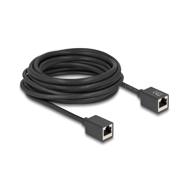 Delock Netzwerk Verlängerungskabel Kupplung RJ45 Buchse zu RJ45 Buchse Cat.6A S/FTP 7,5 m schwarz