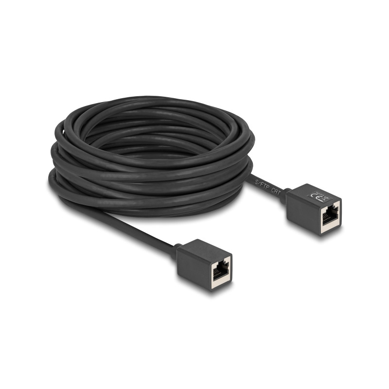 Delock Netzwerk Verlängerungskabel RJ45 Kupplung Buchse zu RJ45 Buchse Cat.6A S/FTP 10 m schwarz