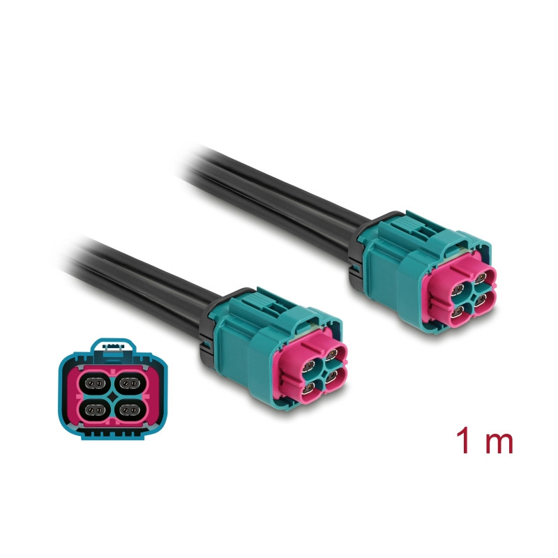 Delock Kabel Easy HighspeedData Z quad Buchse zu Easy HighspeedData Z quad Buchse 1 m IP67 Schutzart